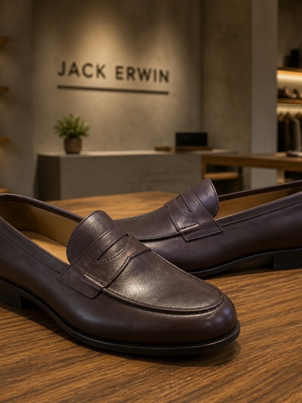 Jack Erwin Men’s Loafers Brown Leather  Size 9.5